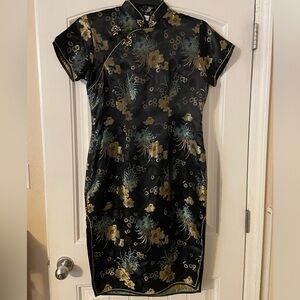 Women’s WHITBY Brand Black and Gold Asian Dress 42 NWOT